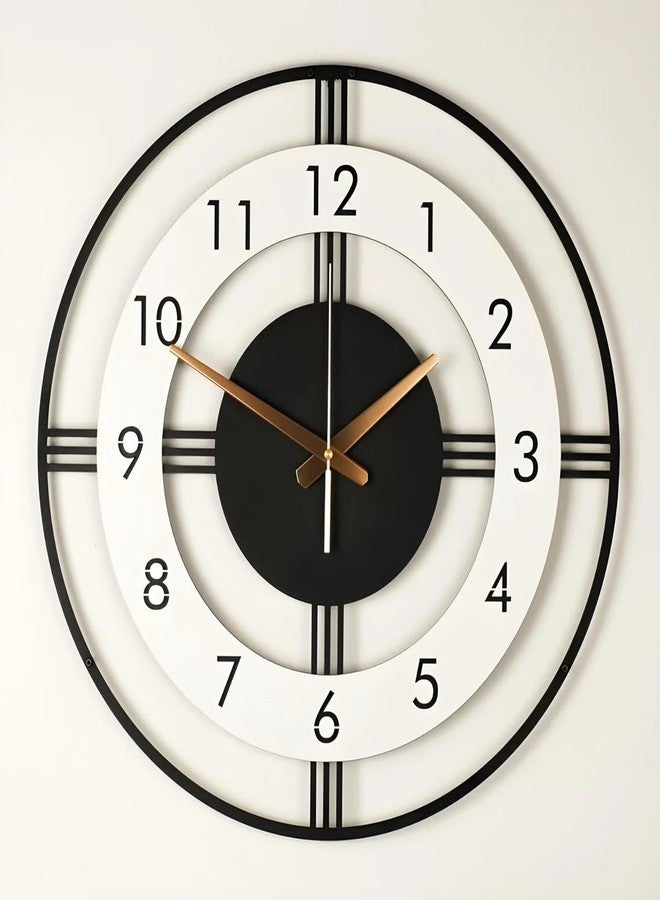 Arabs Morden Metal & Wooden Analog Wall Clock for Living Room Bedroom Office Kitchen Stylish Wall Clock for Home and Hall Designer Big Size Modern (Round White, 50 CM) - Image 1